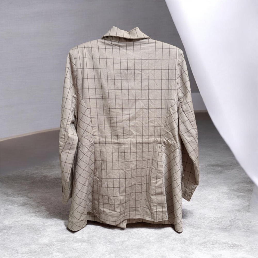 Cabi Windowpane Utility Jacket Pockets Drawstring… - image 2